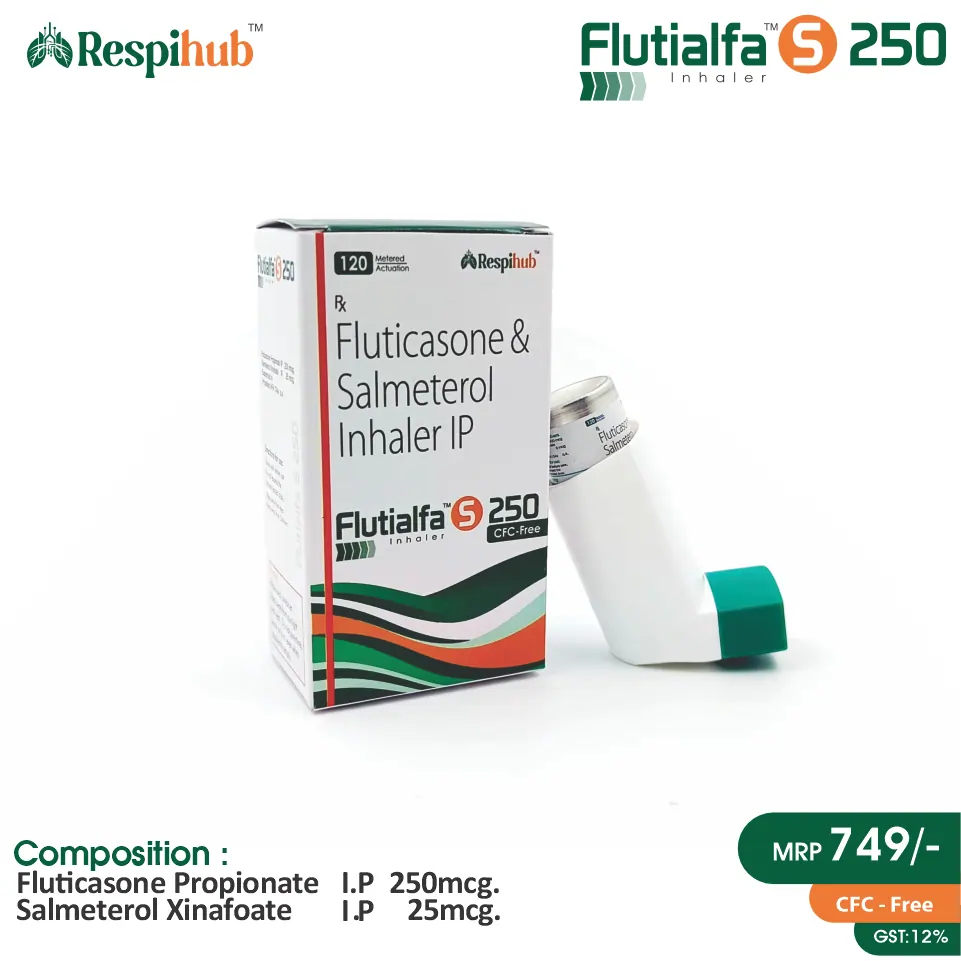 Fluticasone 250mcg + Salmeterol 25mcg Inhaler | Respiratory Inhaler | Best price for PCD Pharma Franchise in Delhi